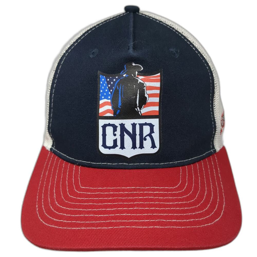 AMG Trucker Hat Blue One Size CNR American Flag D&B Supply Snapback Mesh Western